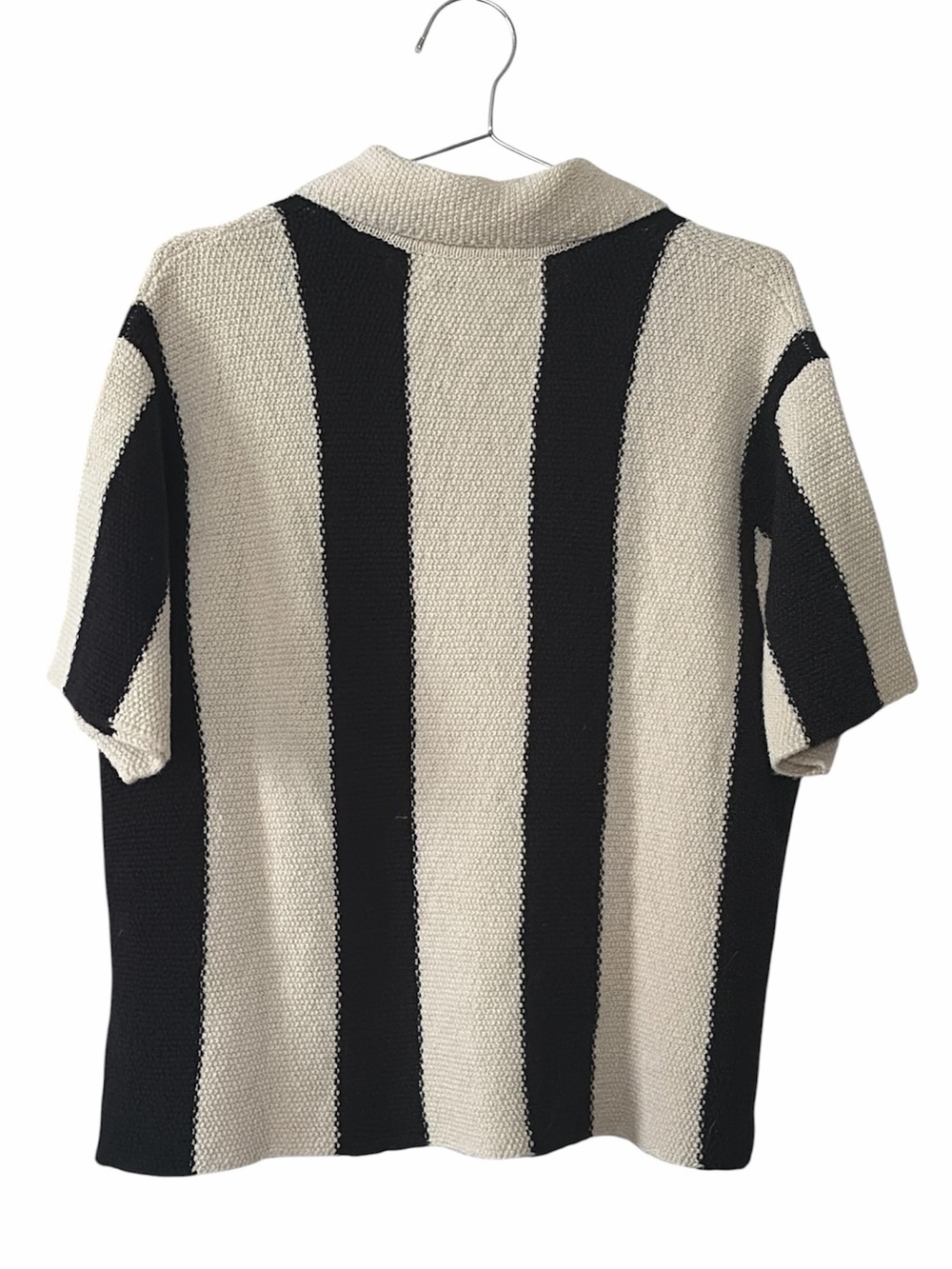 NWT Reiss | Les 100 Ciels Stripe Knit Shirt in Black/Ivory - Picture 5 of 8